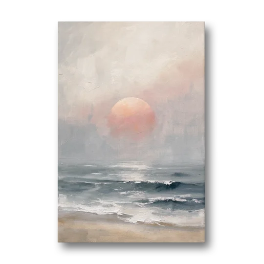 Abstract Pink Sun Through Sea Mist for the Bedroom - Canvas Wall Art - Front