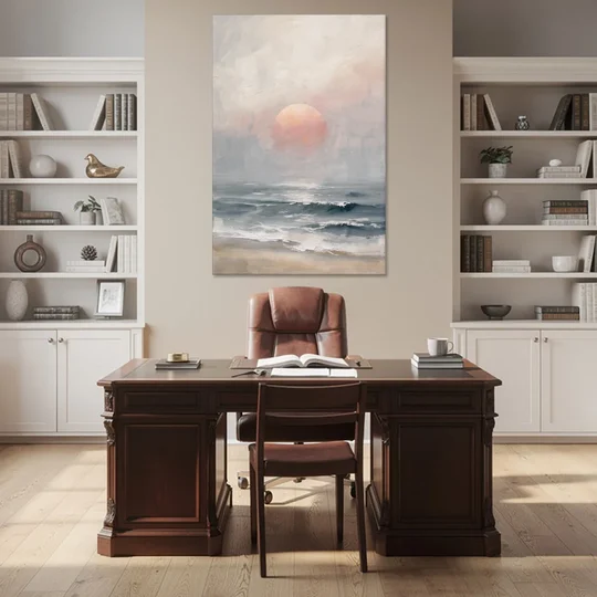 Abstract Pink Sun Through Sea Mist for the Bedroom - Canvas Wall Art - Office - 40x60