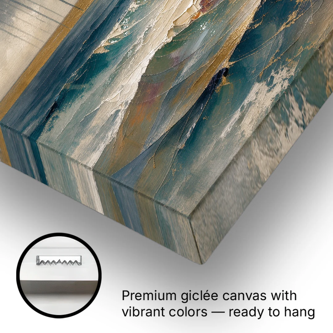 Abstract Seascape Painting with Gold Horizon - Canvas Wall Art - Gallery Wrap Corner