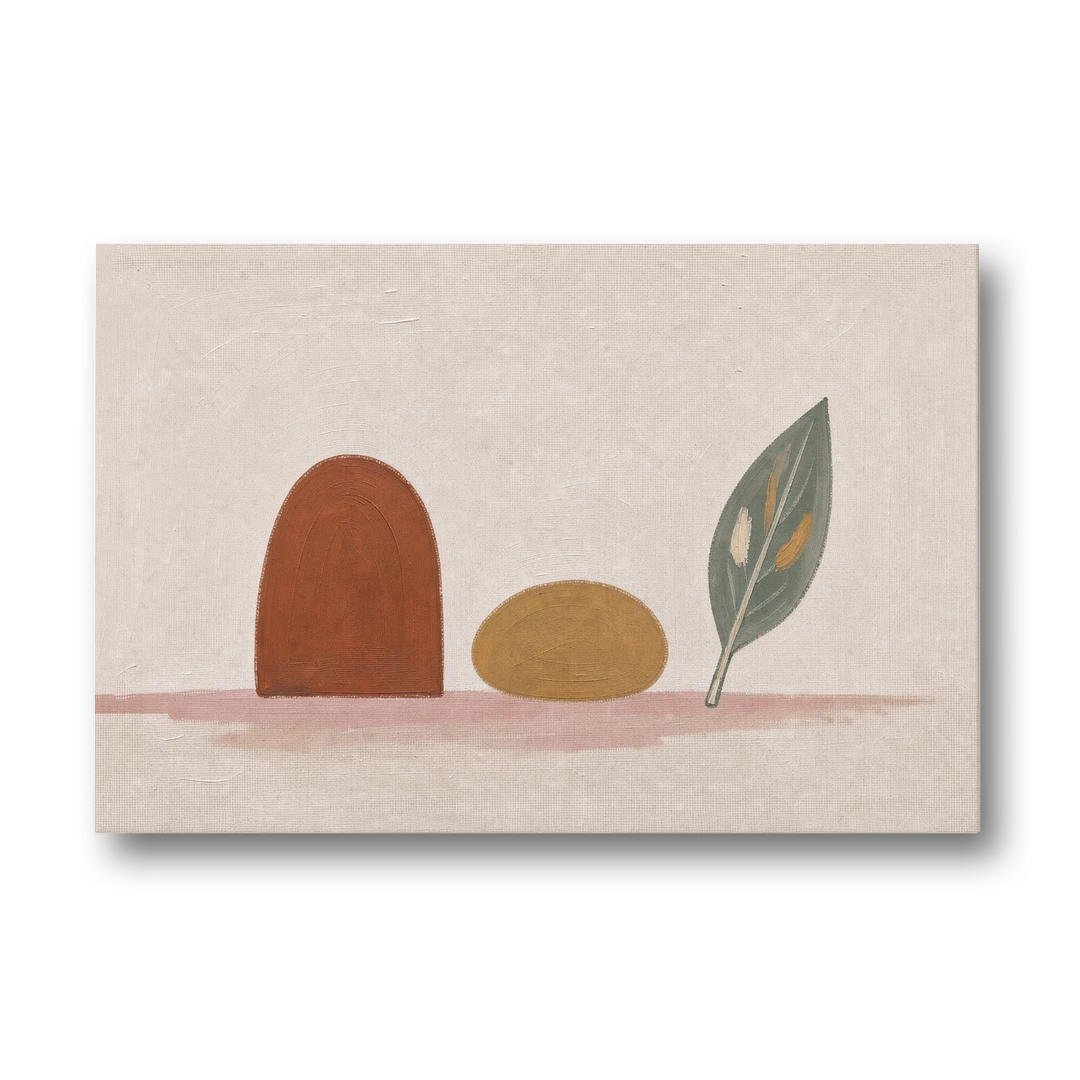 Abstract Shapes Wall Art with Arch, Pebble and Leaf - Canvas Wall Art - Front