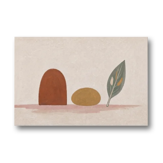 Abstract Shapes Wall Art with Arch, Pebble and Leaf - Canvas Wall Art - Front