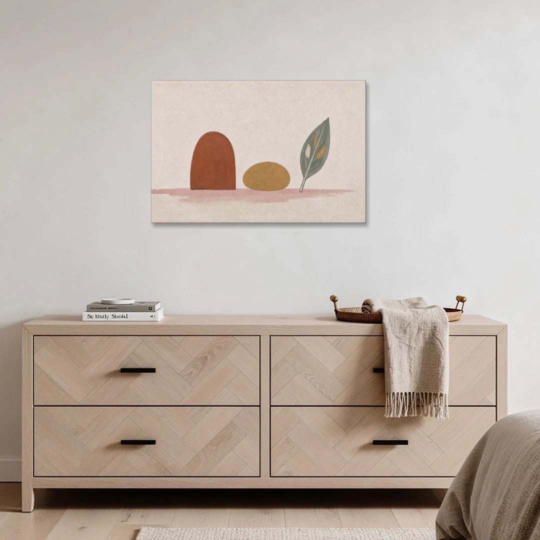 Abstract Shapes Wall Art with Arch, Pebble and Leaf - Canvas Wall Art - Coffee Table - 36x24