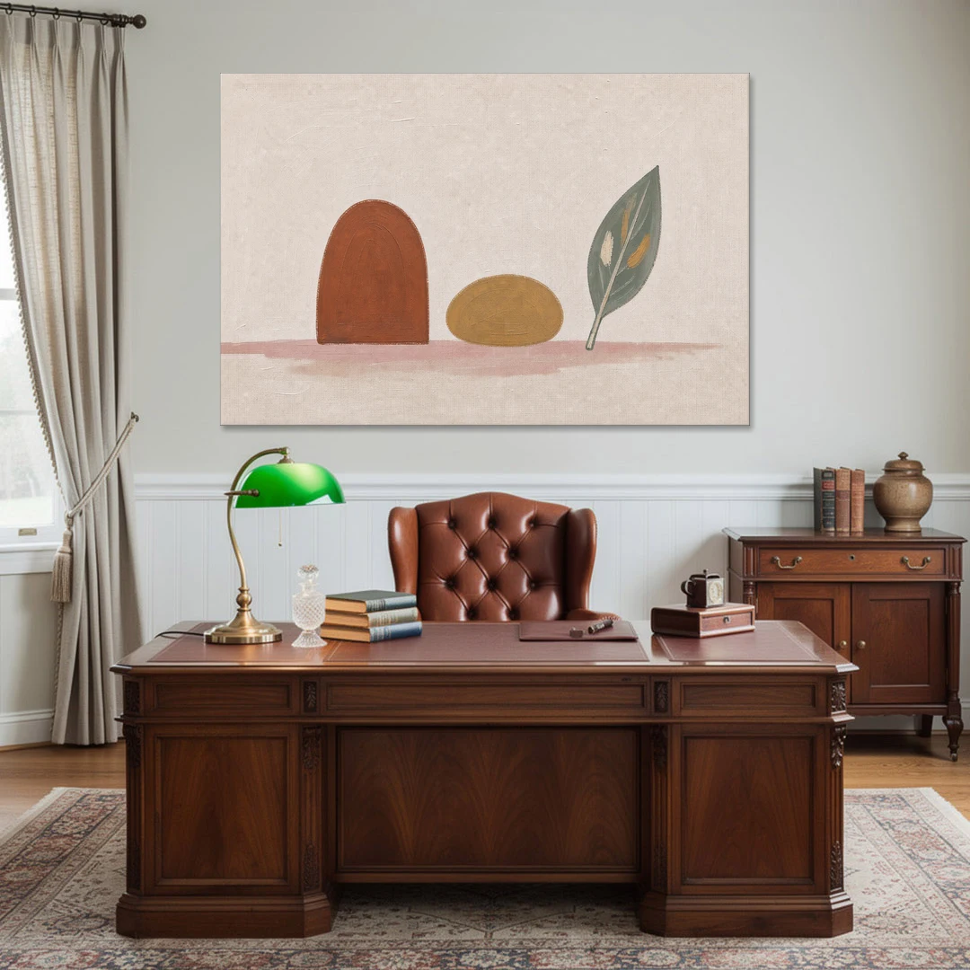 Abstract Shapes Wall Art with Arch, Pebble and Leaf - Canvas Wall Art - Office - 60x40