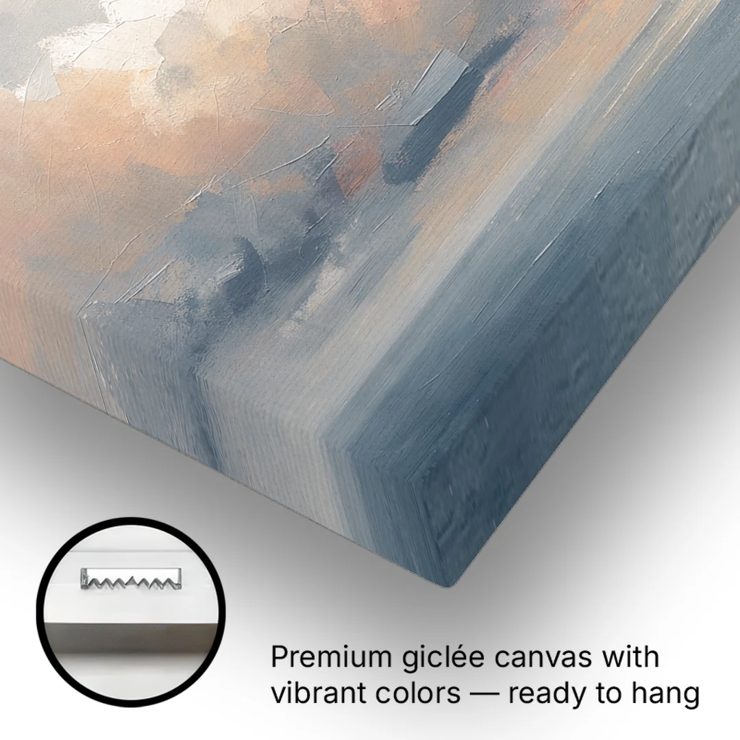 Abstract Sky Painting with Peach Cloud Bank - Canvas Wall Art - Gallery Wrap Corner