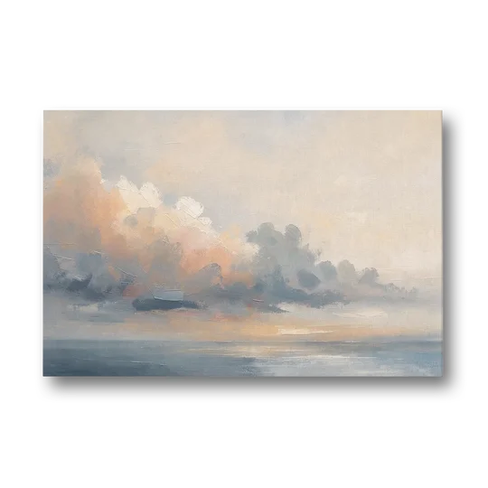 Abstract Sky Painting with Peach Cloud Bank - Canvas Wall Art - Front