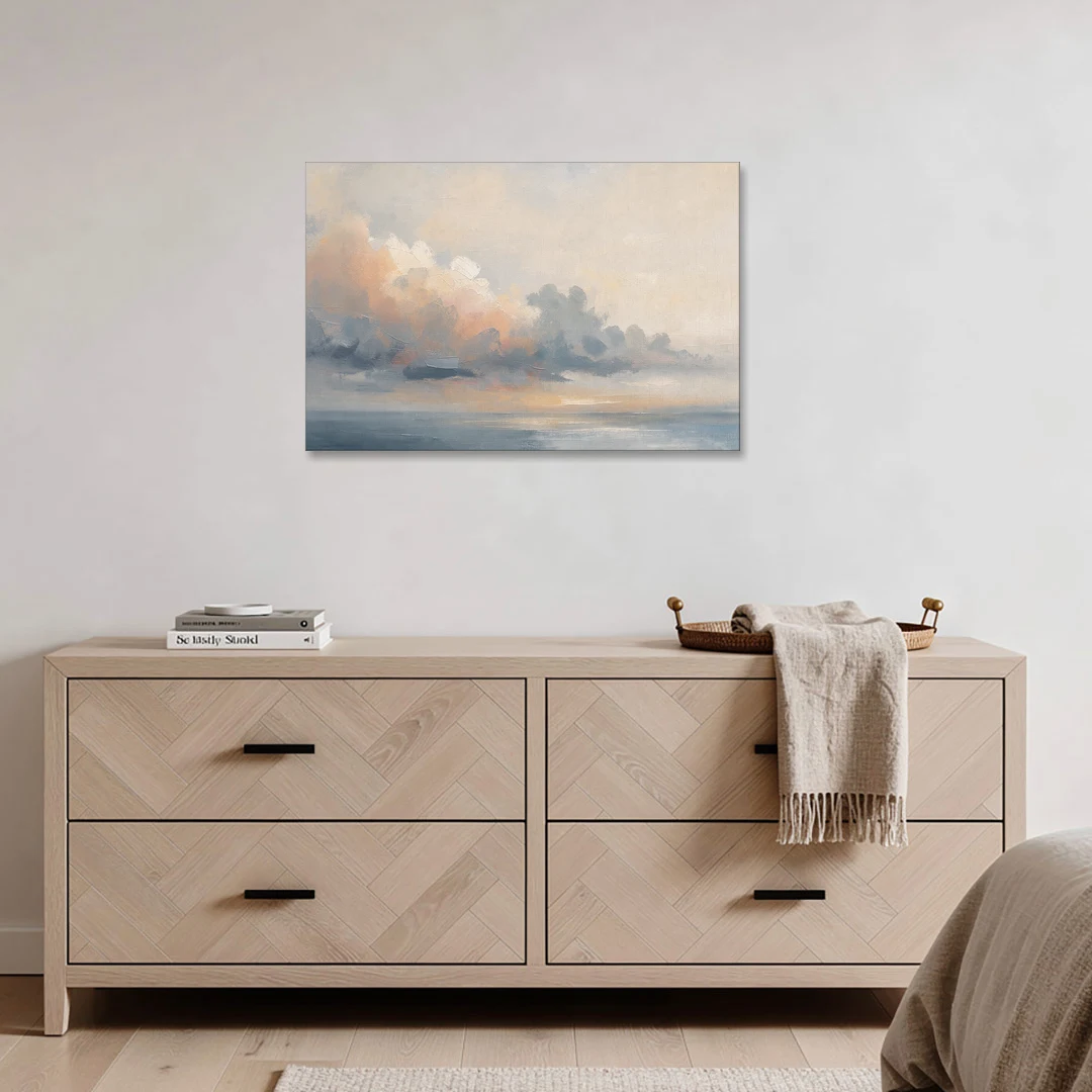 Abstract Sky Painting with Peach Cloud Bank - Canvas Wall Art - Coffee Table - 36x24