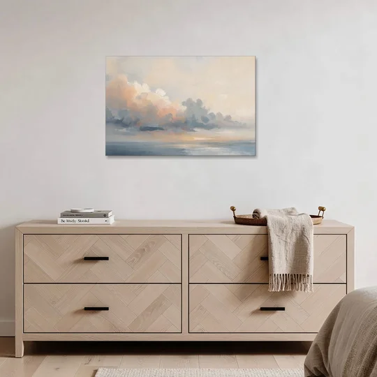 Abstract Sky Painting with Peach Cloud Bank - Canvas Wall Art - Coffee Table - 36x24