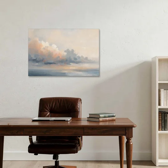 Abstract Sky Painting with Peach Cloud Bank - Canvas Wall Art - Office - 36x24