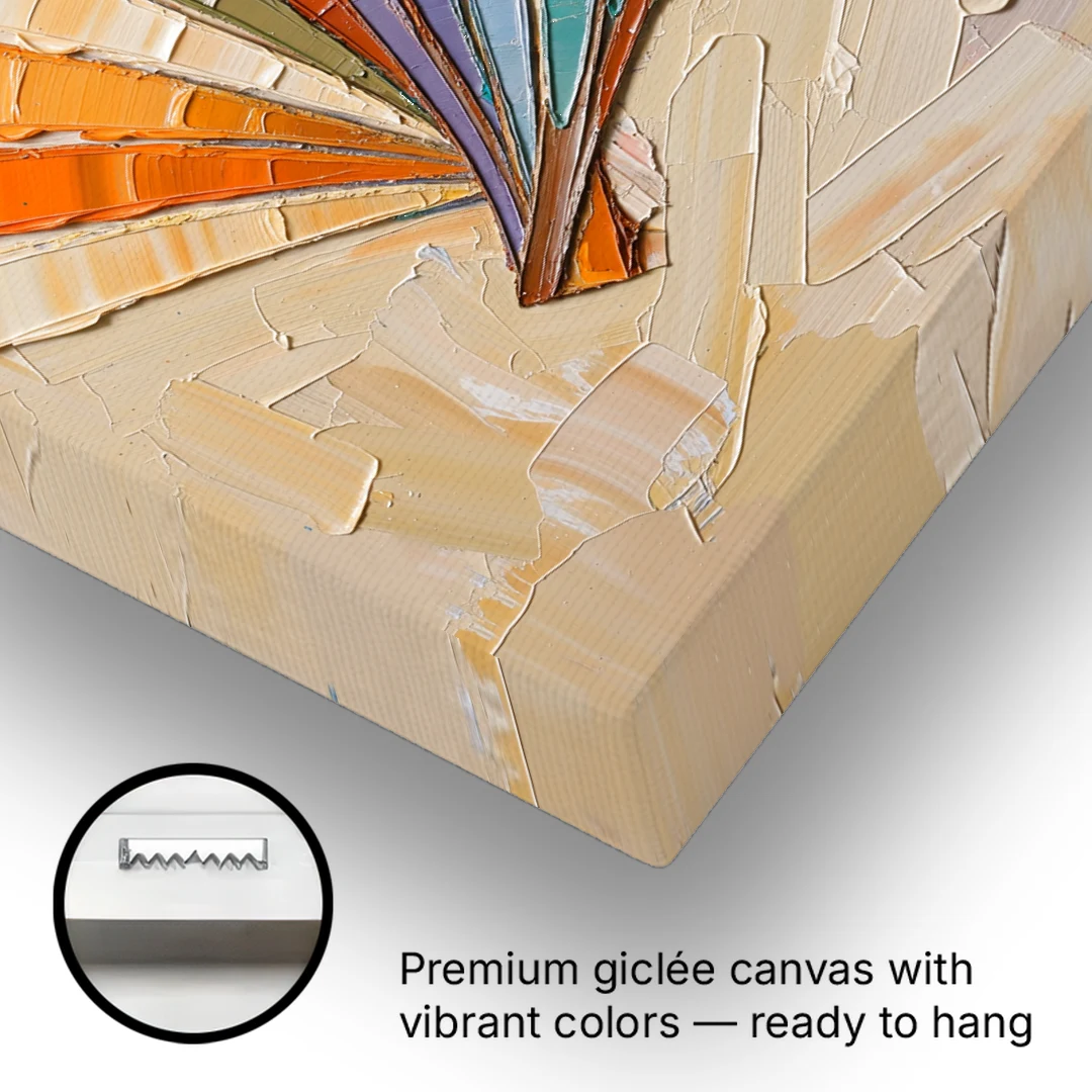 Abstract Sunset Knife Fan for the Dining Room - Canvas Wall Art - Gallery Wrap Corner