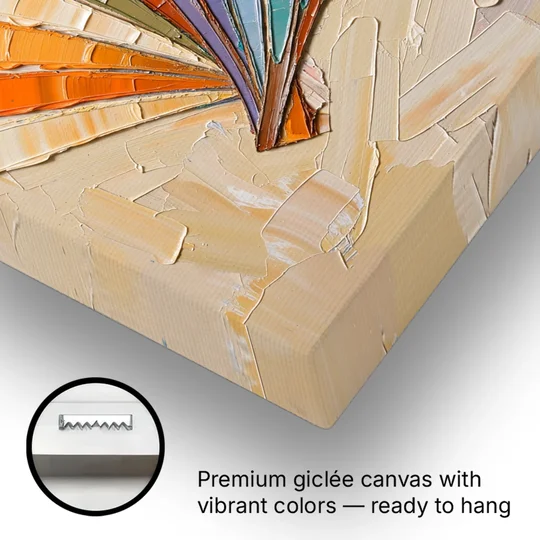 Abstract Sunset Knife Fan for the Dining Room - Canvas Wall Art - Gallery Wrap Corner