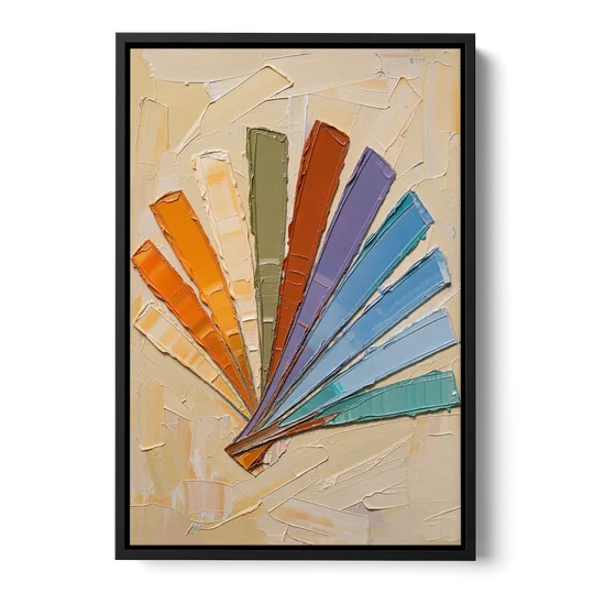 Abstract Sunset Knife Fan for the Dining Room - Black Framed Canvas Wall Art - Front