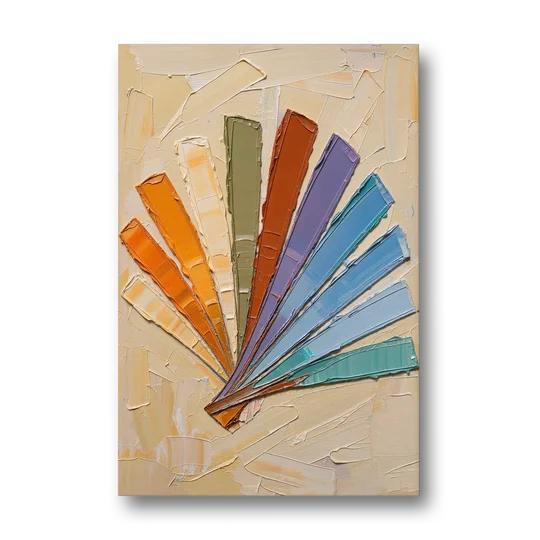 Abstract Sunset Knife Fan for the Dining Room - Canvas Wall Art - Front