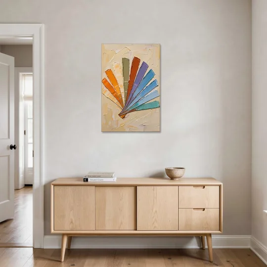 Abstract Sunset Knife Fan for the Dining Room - Canvas Wall Art - Coffee Table - 24x36