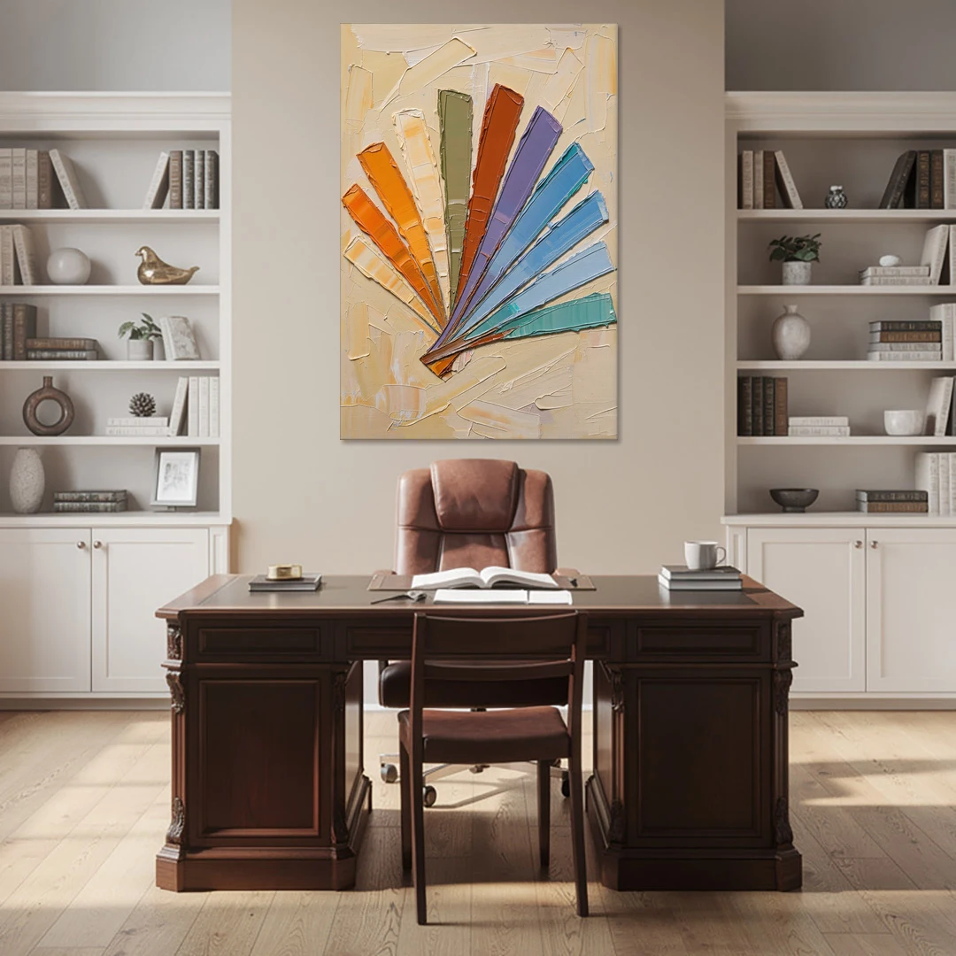 Abstract Sunset Knife Fan for the Dining Room - Canvas Wall Art - Office - 40x60