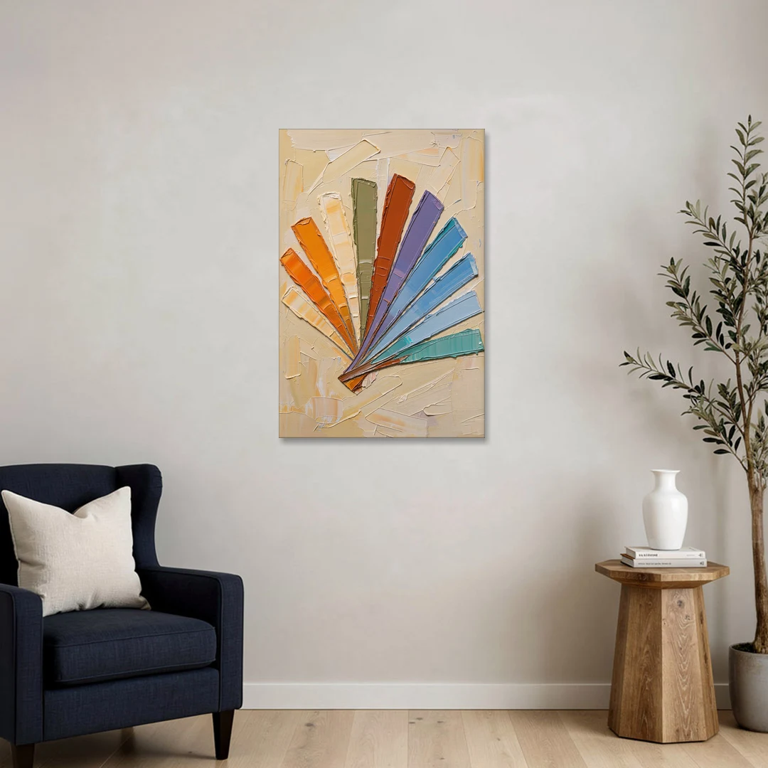 Abstract Sunset Knife Fan for the Dining Room - Canvas Wall Art - Sofa - 24x36