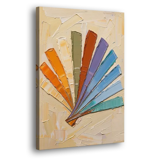 Abstract Sunset Knife Fan for the Dining Room - Canvas Wall Art - Side