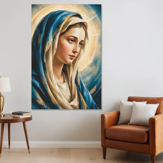 Abstract Virgin Mary Portrait - Canvas Wall Art - Sofa - 40x60