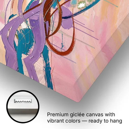 Abstract Wall Art for Bedroom Lavender Ribbon Loops - Canvas Wall Art - Gallery Wrap Corner