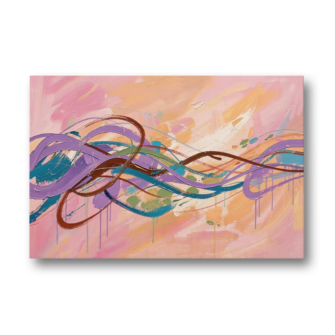 Abstract Wall Art for Bedroom Lavender Ribbon Loops - Canvas Wall Art - Front