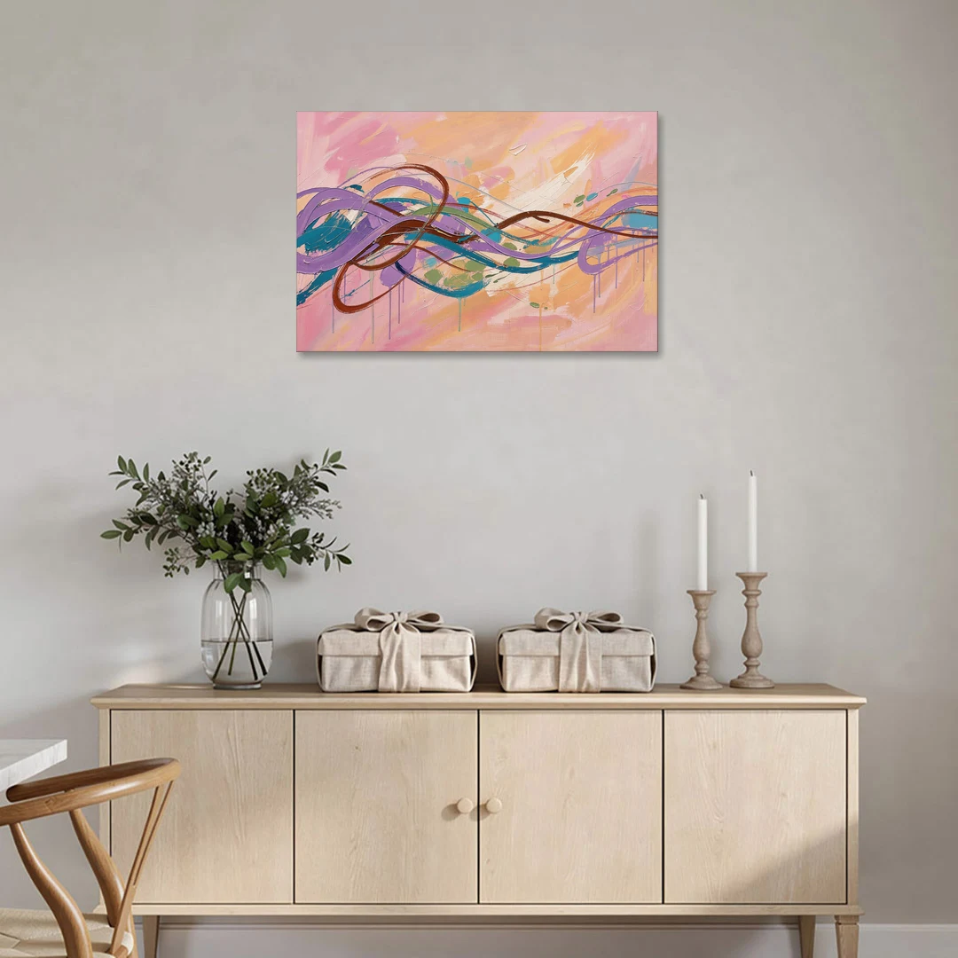 Abstract Wall Art for Bedroom Lavender Ribbon Loops - Canvas Wall Art - Coffee Table - 36x24