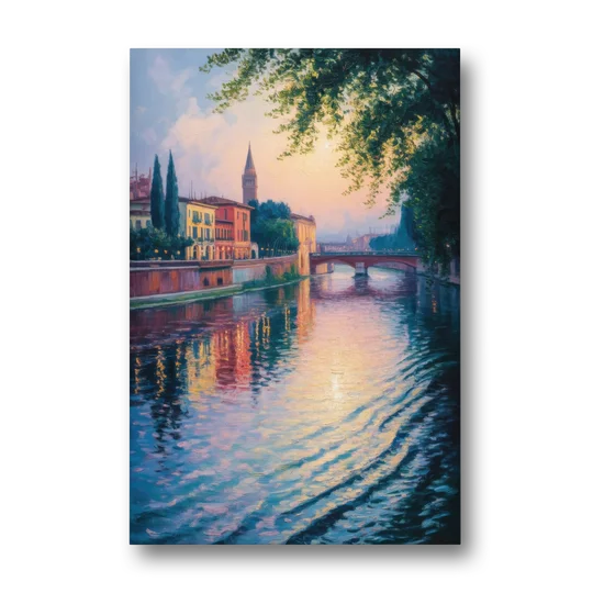 Adige River Reflections - Canvas Wall Art - Front