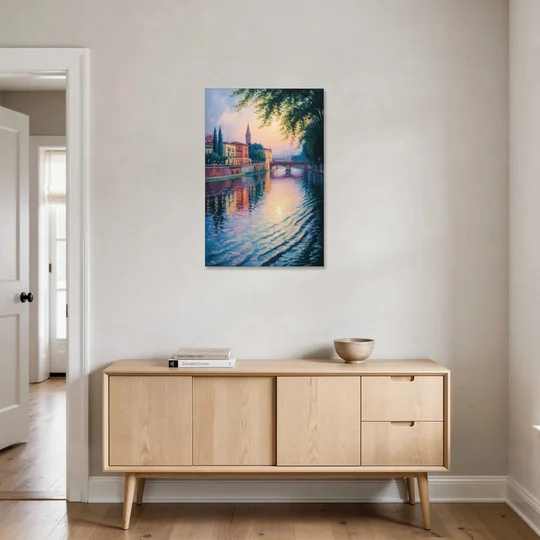 Adige River Reflections - Canvas Wall Art - Coffee Table - 24x36