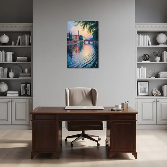 Adige River Reflections - Canvas Wall Art - Office - 24x36