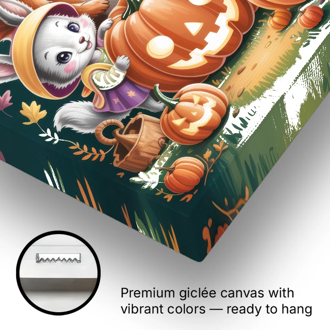 Adorable Animal TrickorTreat Cute Halloween - Canvas Wall Art - Gallery Wrap Corner