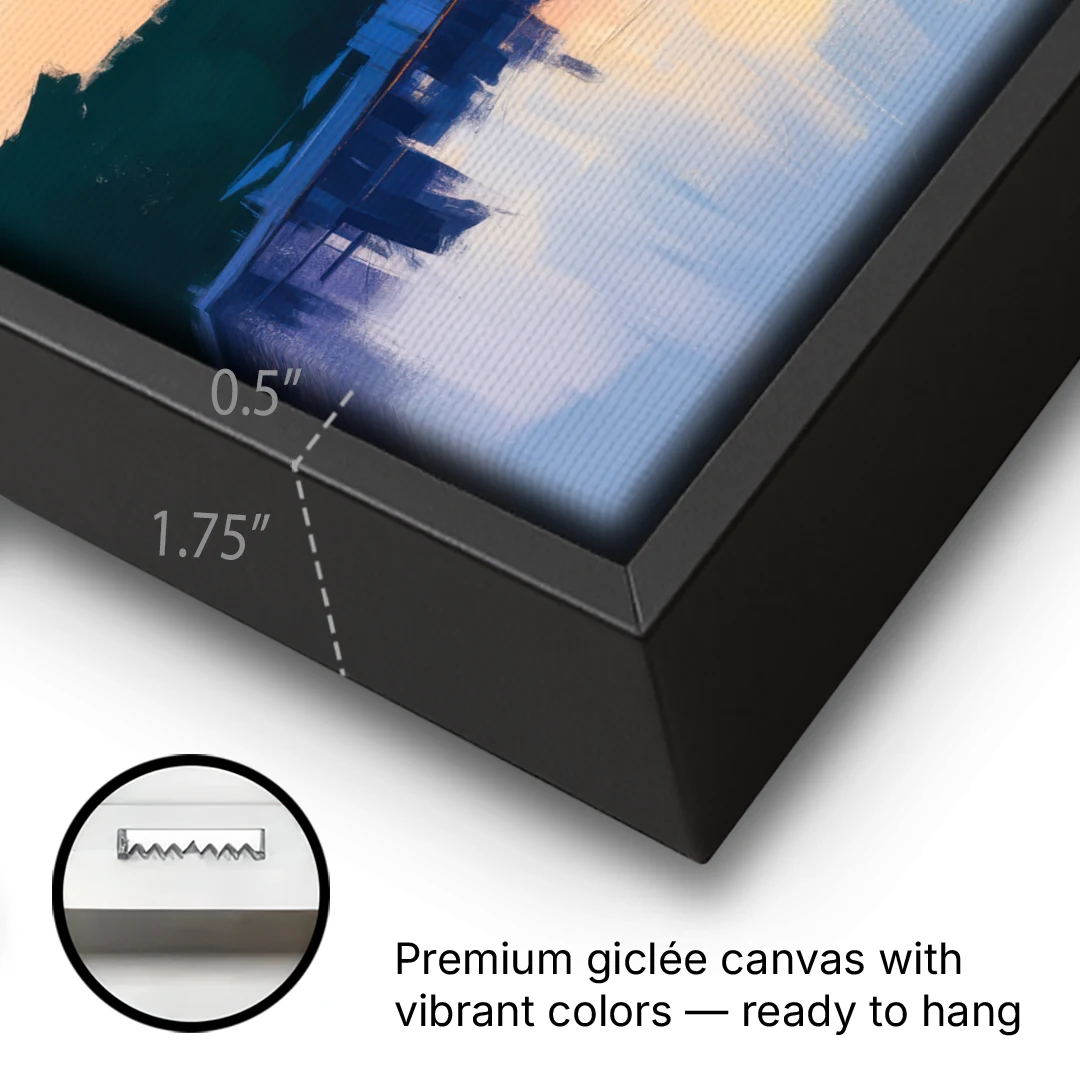 Adriatic Sunset - Black Framed Canvas Wall Art - Gallery Wrap Corner