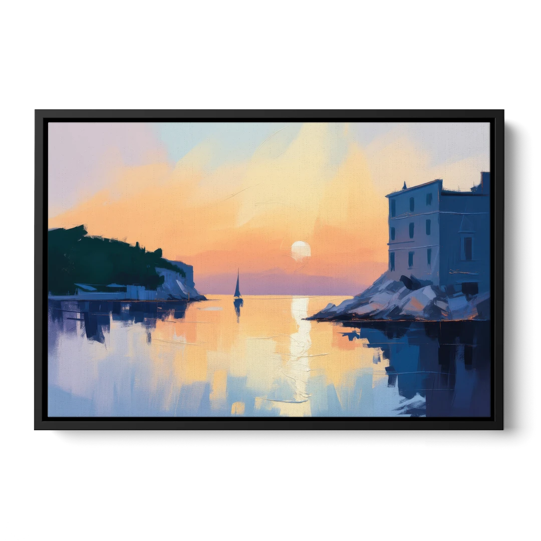 Adriatic Sunset - Black Framed Canvas Wall Art - Front