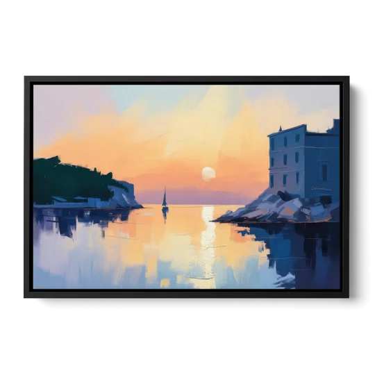 Adriatic Sunset - Black Framed Canvas Wall Art - Front