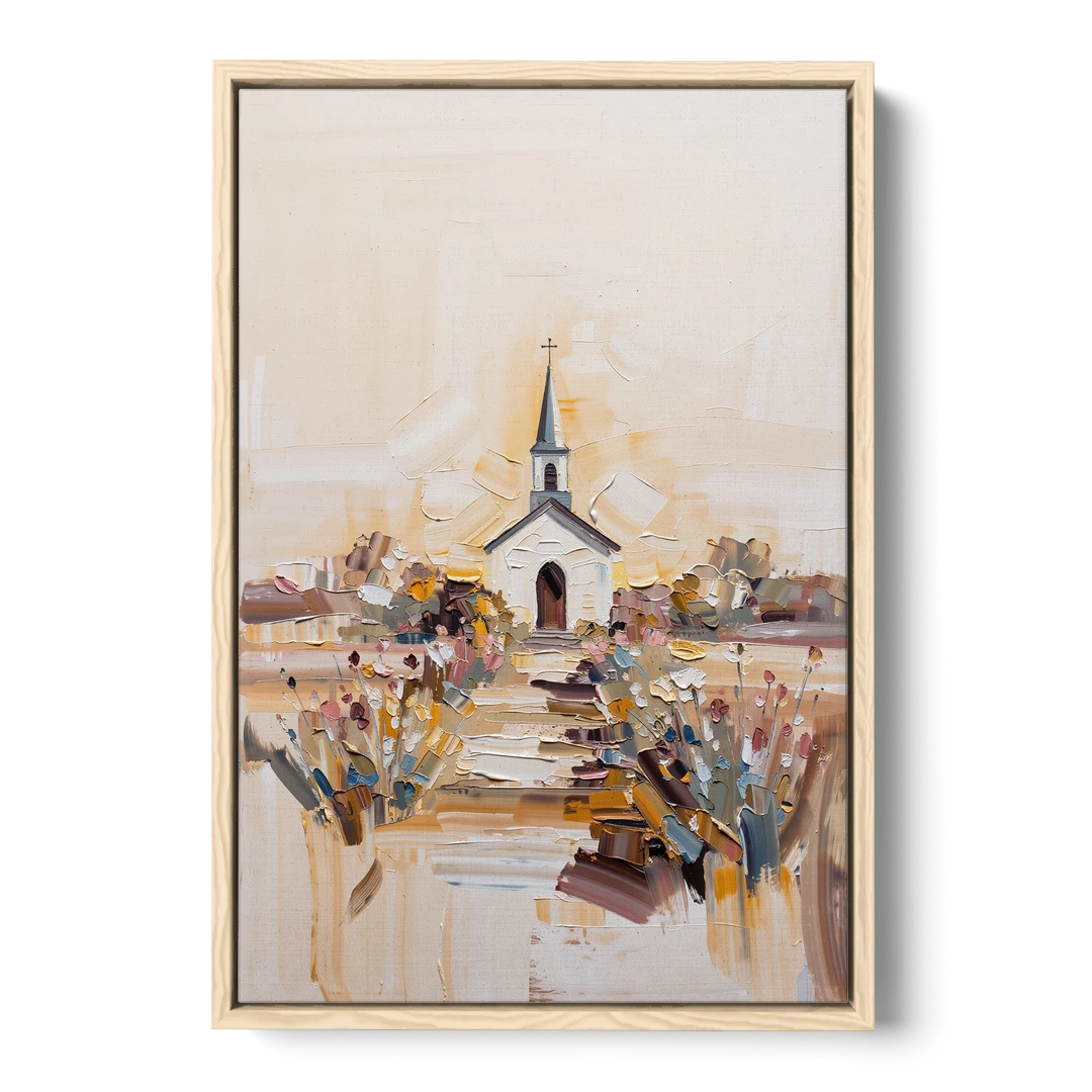 Aesthetic Christian Garden Serenity - Oak Framed Canvas Wall Art - Front