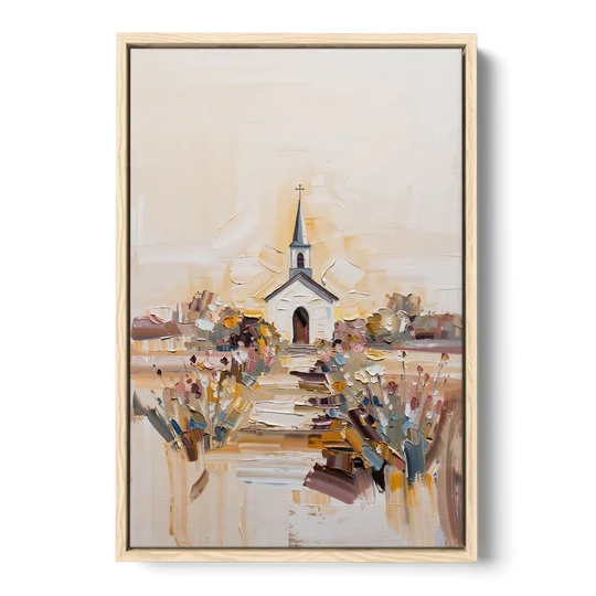 Aesthetic Christian Garden Serenity - Oak Framed Canvas Wall Art - Front