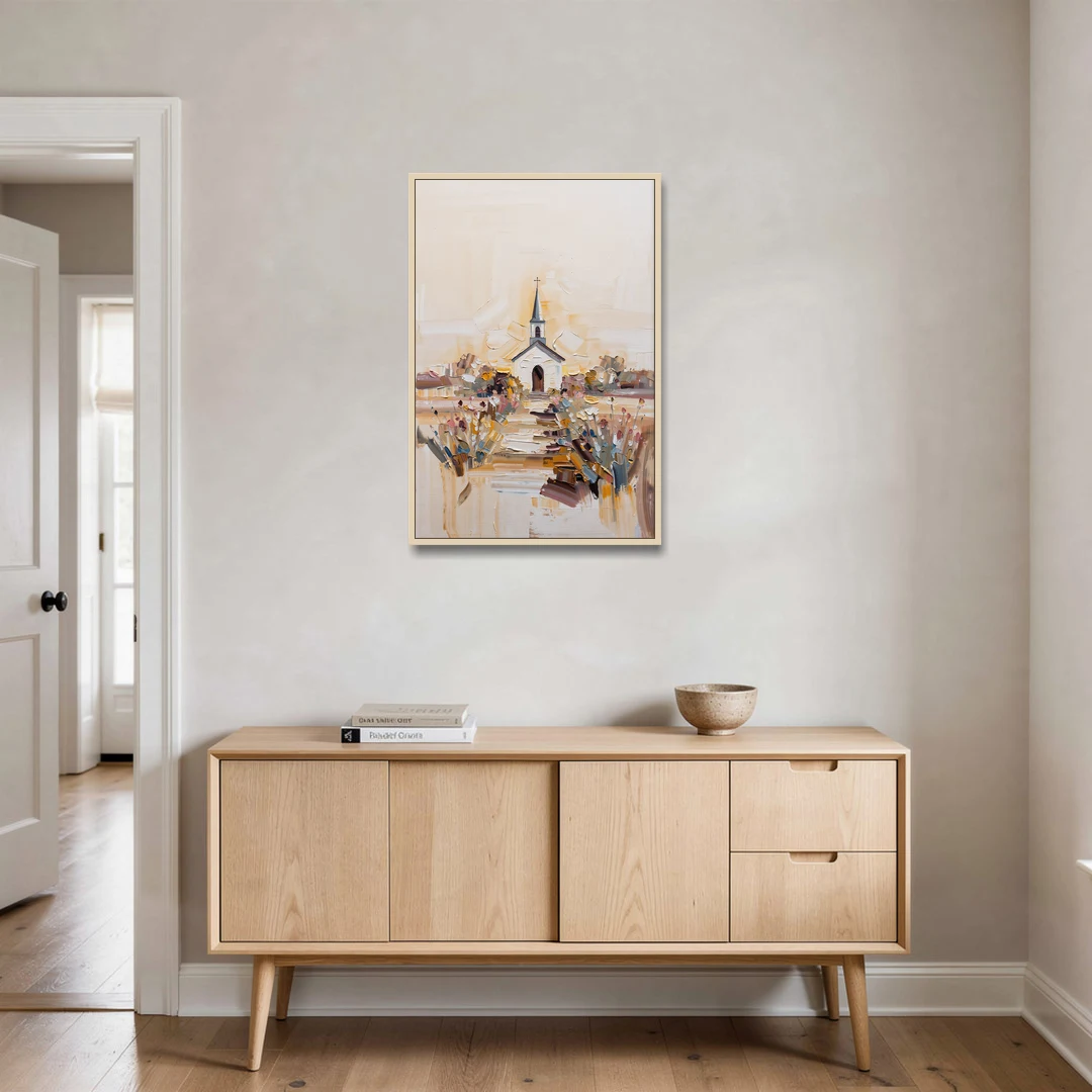 Aesthetic Christian Garden Serenity - Oak Framed Canvas Wall Art - Coffee Table - 24x36