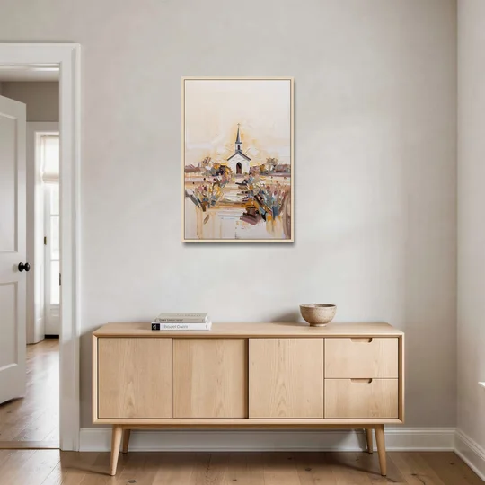 Aesthetic Christian Garden Serenity - Oak Framed Canvas Wall Art - Coffee Table - 24x36