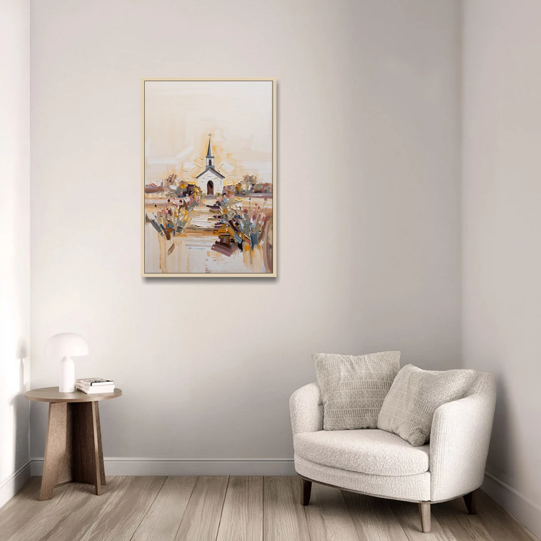 Aesthetic Christian Garden Serenity - Oak Framed Canvas Wall Art - Sofa - 24x36