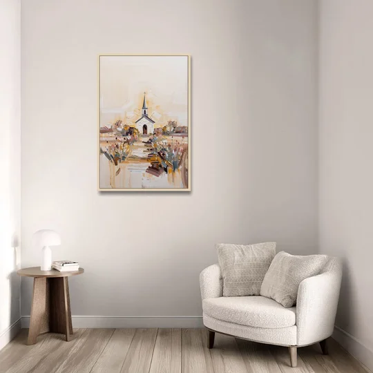 Aesthetic Christian Garden Serenity - Oak Framed Canvas Wall Art - Sofa - 24x36