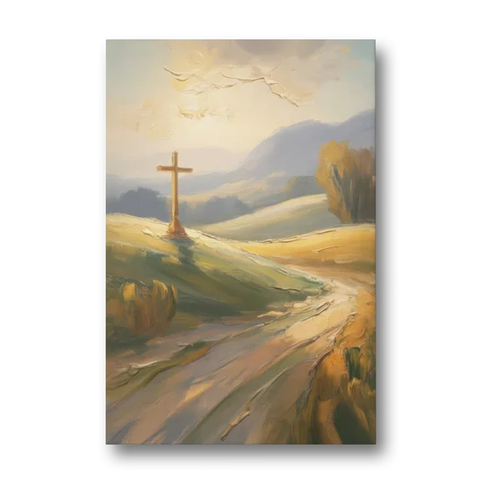 Aesthetic Christian Serene Hillscape - Canvas Wall Art - Front