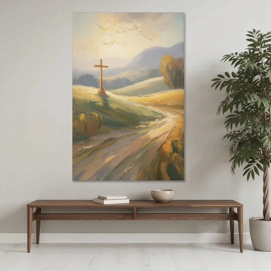 Aesthetic Christian Serene Hillscape - Canvas Wall Art - Coffee Table - 40x60