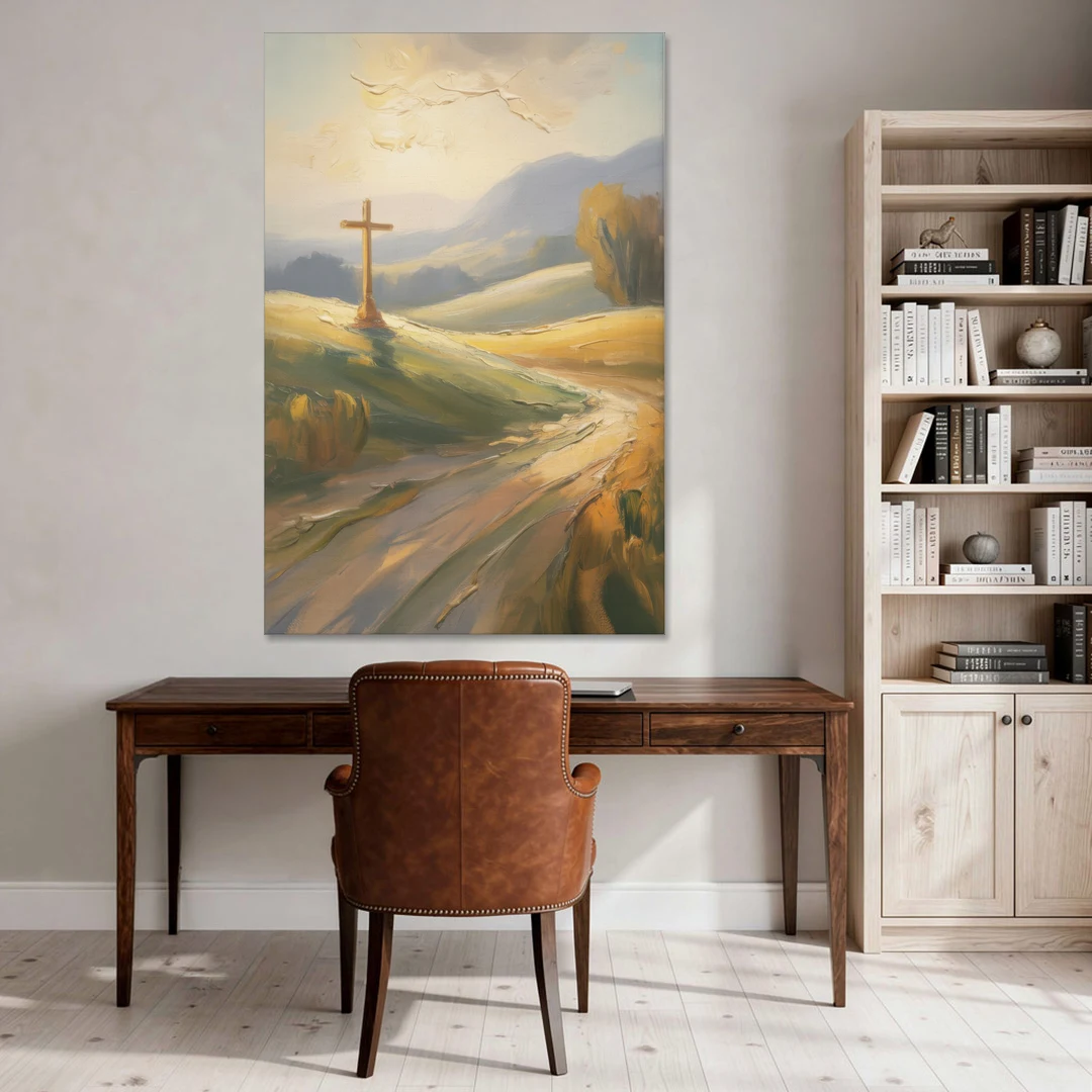 Aesthetic Christian Serene Hillscape - Canvas Wall Art - Office - 40x60