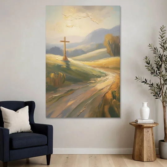 Aesthetic Christian Serene Hillscape - Canvas Wall Art - Sofa - 40x60