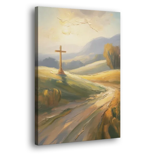 Aesthetic Christian Serene Hillscape - Canvas Wall Art - Side