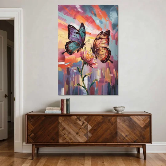 Affectionate Butterfly Kiss - Canvas Wall Art - Coffee Table - 40x60