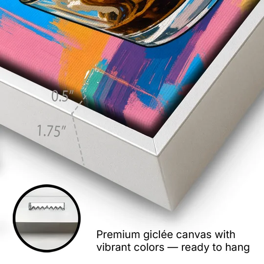 Affogato Espresso Pour in Pop Color - White Framed Canvas Wall Art - Gallery Wrap Corner