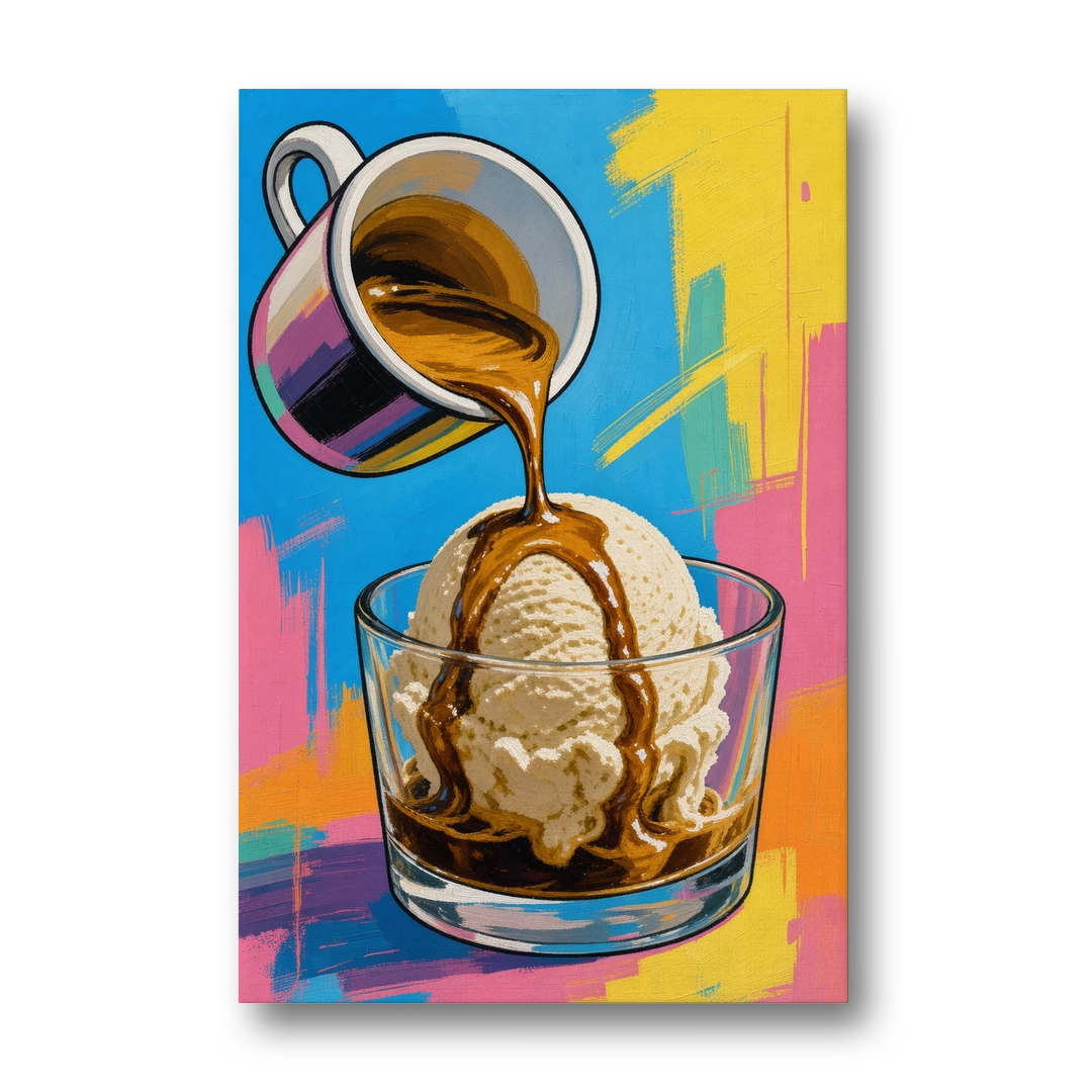 Affogato Espresso Pour in Pop Color - Canvas Wall Art - Front