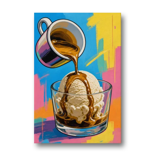Affogato Espresso Pour in Pop Color - Canvas Wall Art - Front