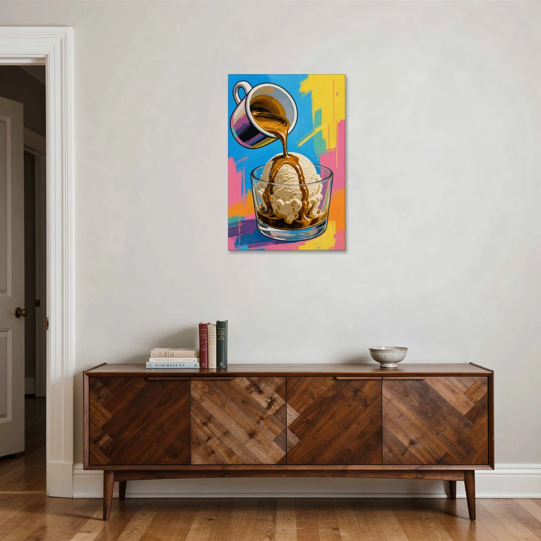 Affogato Espresso Pour in Pop Color - Canvas Wall Art - Coffee Table - 24x36