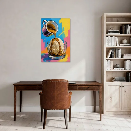 Affogato Espresso Pour in Pop Color - Canvas Wall Art - Office - 24x36