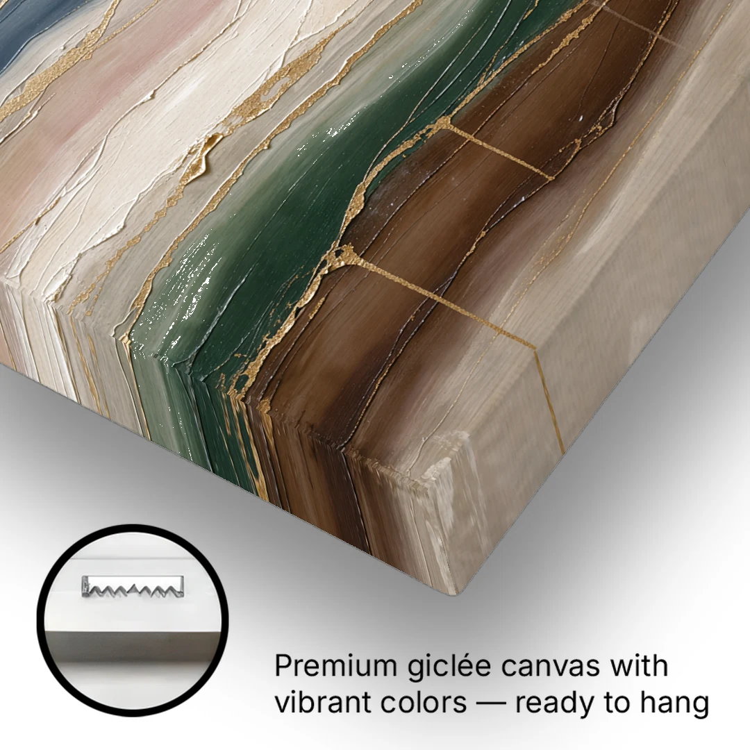 Agate Bands in Forest Green and Gold - Canvas Wall Art - Gallery Wrap Corner