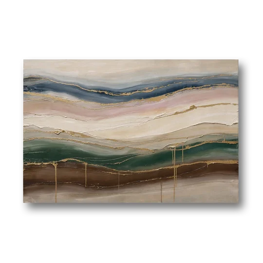 Agate Bands in Forest Green and Gold - Canvas Wall Art - Front